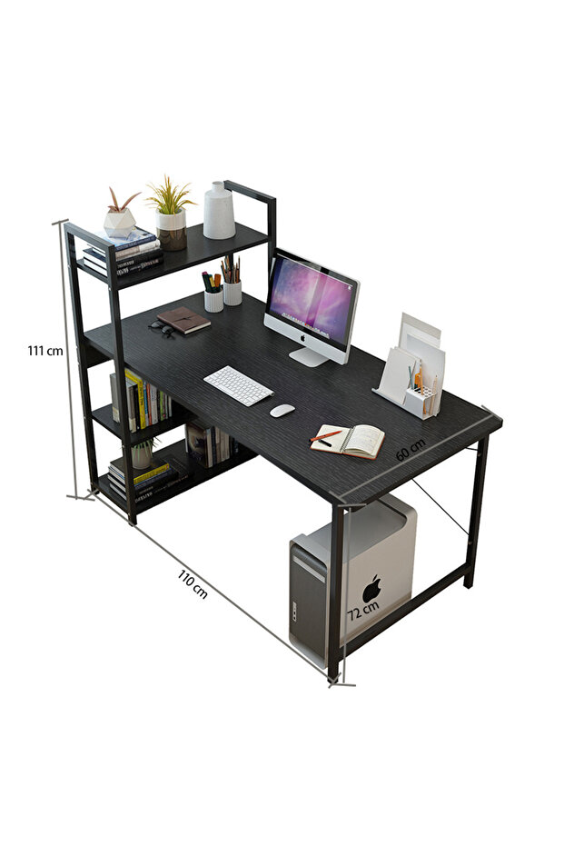 Study Desk Table for Home Office,4-layer Reversible Bookshelf Storage Computer Desk for Workstation - 2