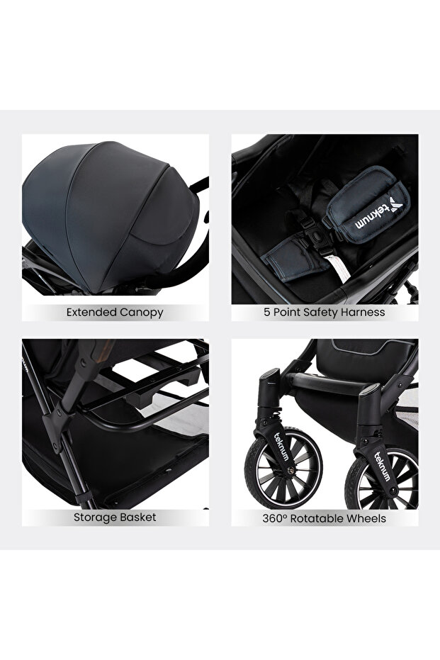 عربة الأطفال فلاي لايت - رمادي - 4