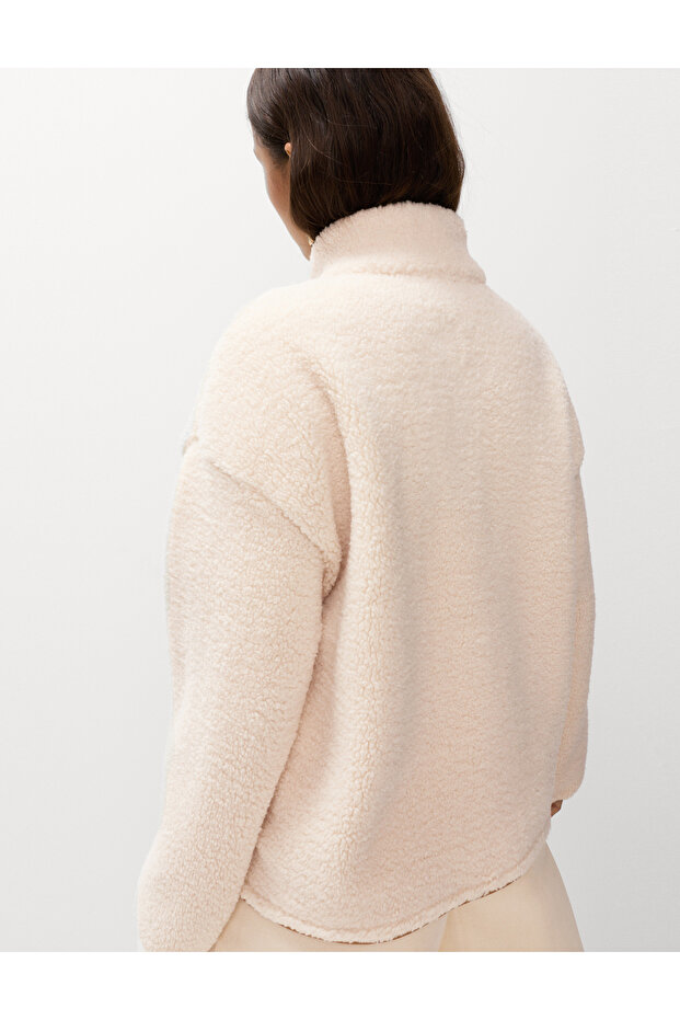 Peluş Fermuarlı Sweatshirt - 4