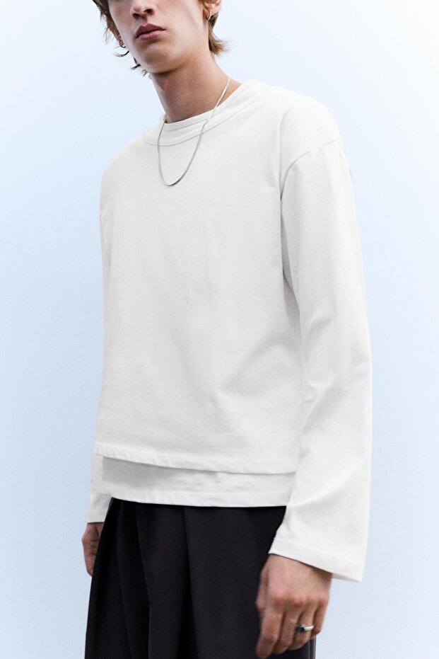 Çift kat uzun kollu tişört - 4