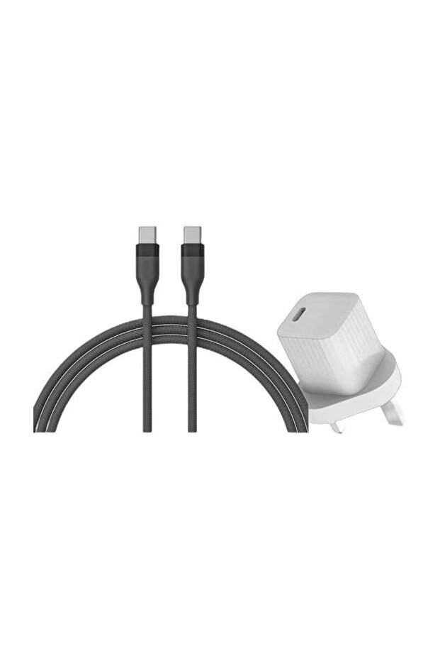 كابل USB-C إلى USB-C مضفر بقوة 100 وات، بطول 2 متر وحزمة شاحن سريع USB-C PD GaN بقوة 33 وات