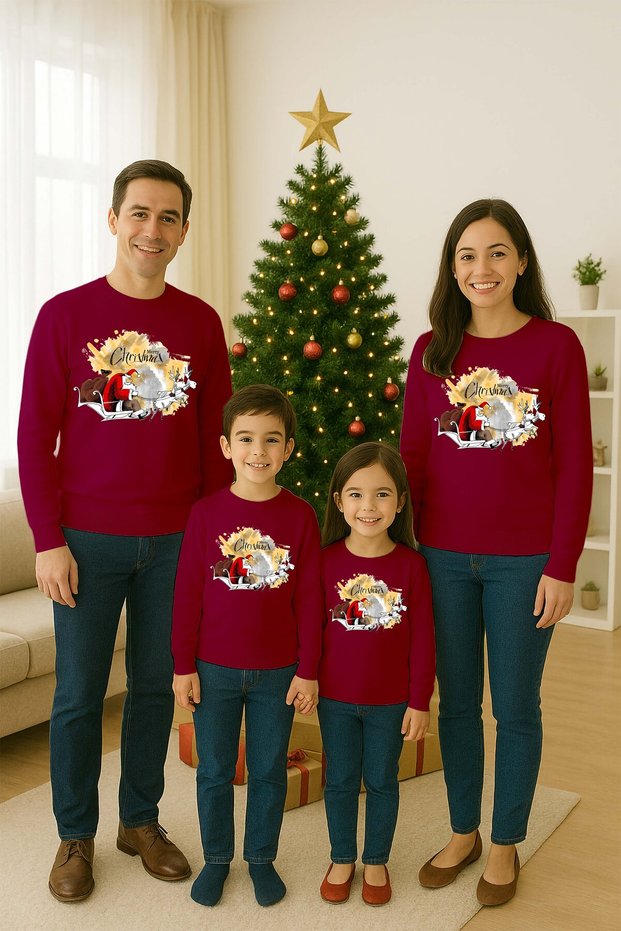 Unisex Happy New Year New Year's Eve Printed Adult and Children Sweatshirt 3 Thread Ş Fleece-Lined Fabric