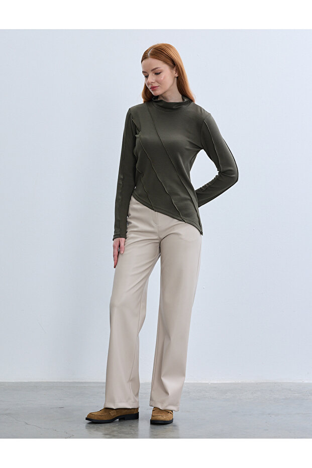 بلوزة فيسكوز كاريسيم بيبي بتفاصيل أوفرلوك محبوكة باللون الأزرق - 3