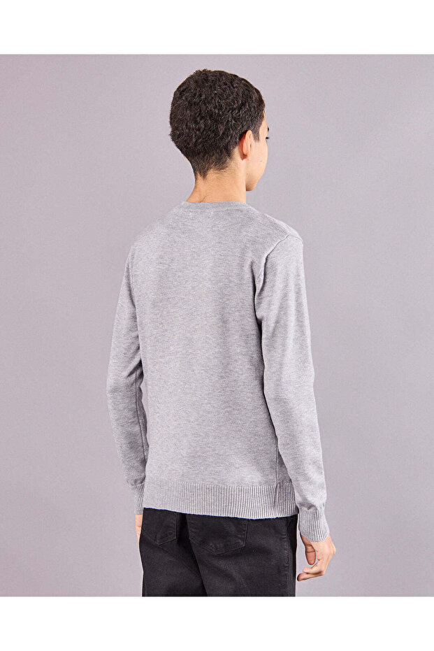 سترة رمادية سادة للأولاد الكبار - 3