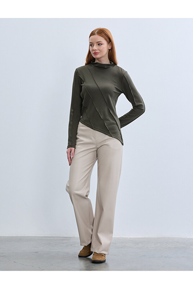 بلوزة فيسكوز كاريسيم بيبي بتفاصيل أوفرلوك محبوكة باللون الأزرق - 2