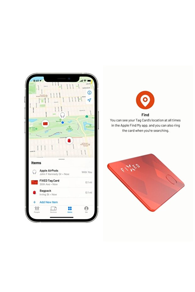 Smart Tracker Card, For Wallet, Apple Find My, Bluetooth 5.0, IP67 Resistance, Red - 5