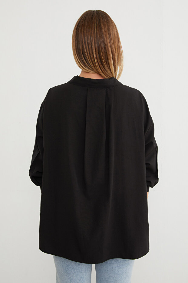 Basic Tek Cepli Oversize Gömlek - 6