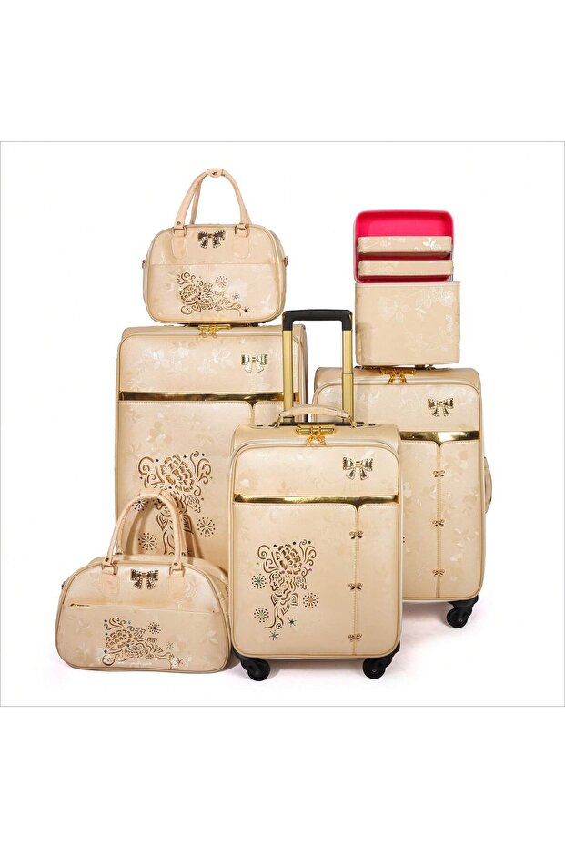Multicolor Choose Trolley Luggage Set 4 Wheels 6pcs Suitcase Set With Tote Bag For Wedding Usage