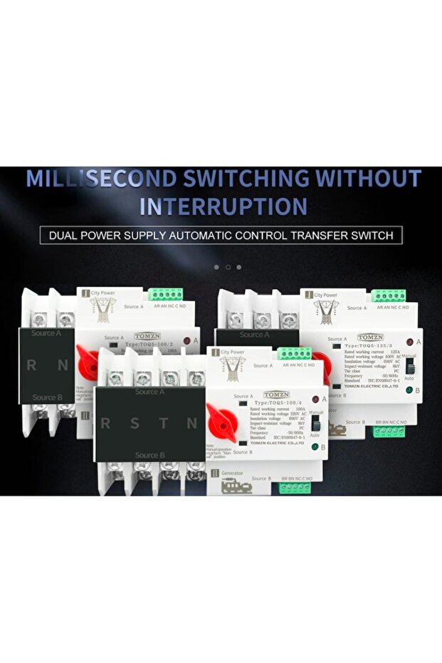 Automatic transfer switch, three-phase, 4P, 125A, 400V, MCB, ATS type, - 2