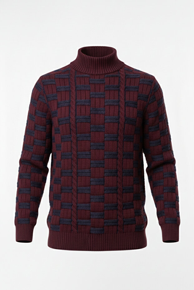 سترة رجالية منقوشة بياقة نصف دائرية - 4