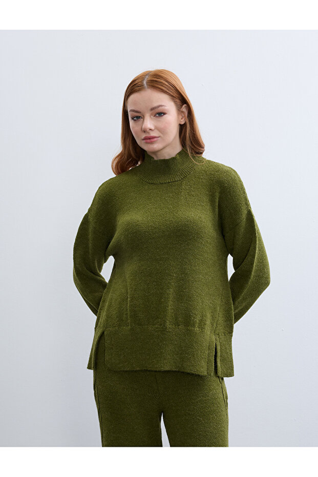 PULOVER basic CU GÂRĂ DE PESCAȚE CU DETALII - 4