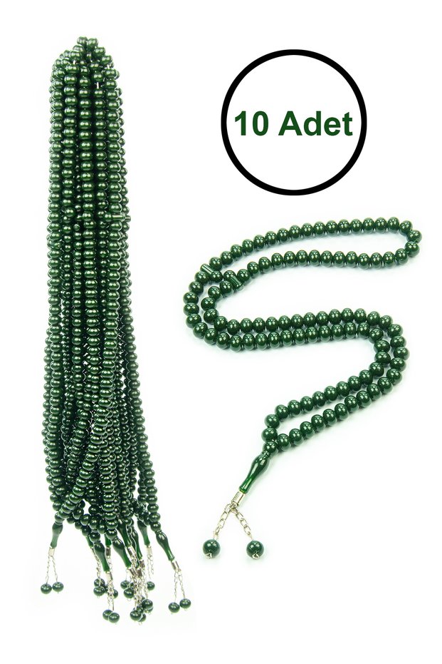 10 Pieces of 99 Prayer Beads 10mm Hajj Umrah Gift - Dark Green