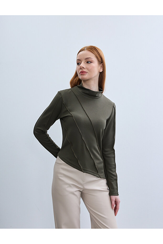 بلوزة فيسكوز كاريسيم بيبي بتفاصيل أوفرلوك محبوكة باللون الأزرق - 5