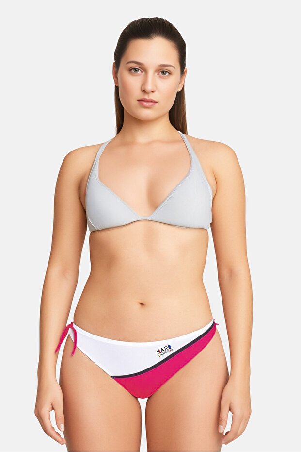 Women Brand Logo Tie Closure Bikini Bottom, Pink