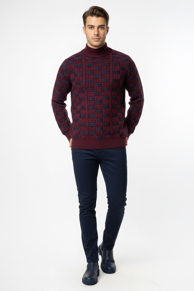 سترة رجالية منقوشة بياقة نصف دائرية - 2