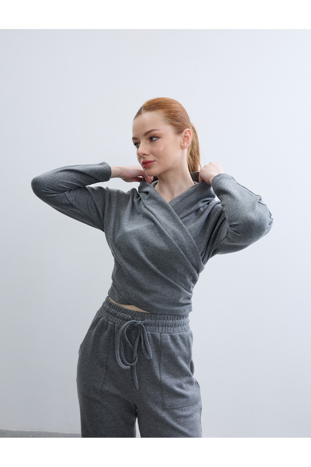 KOPUSONLU KRUVAZE KAPAMA ORME BLUZ - 4