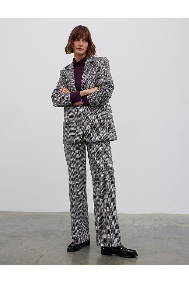 Viscose Mixed Patterned Blazer Jacket - 4