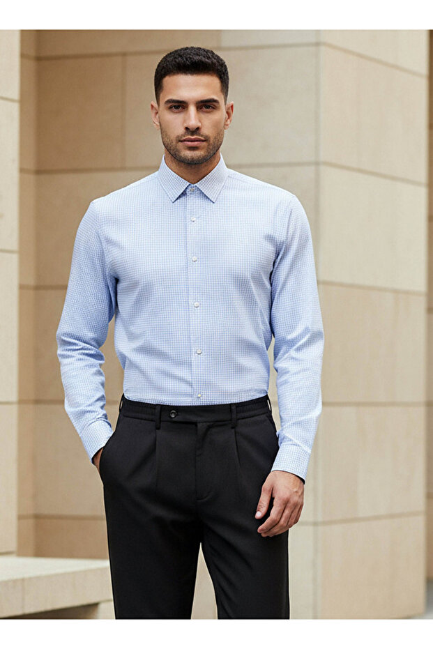 Men Regular Fit Collared Checked Long Sleeve Shirt