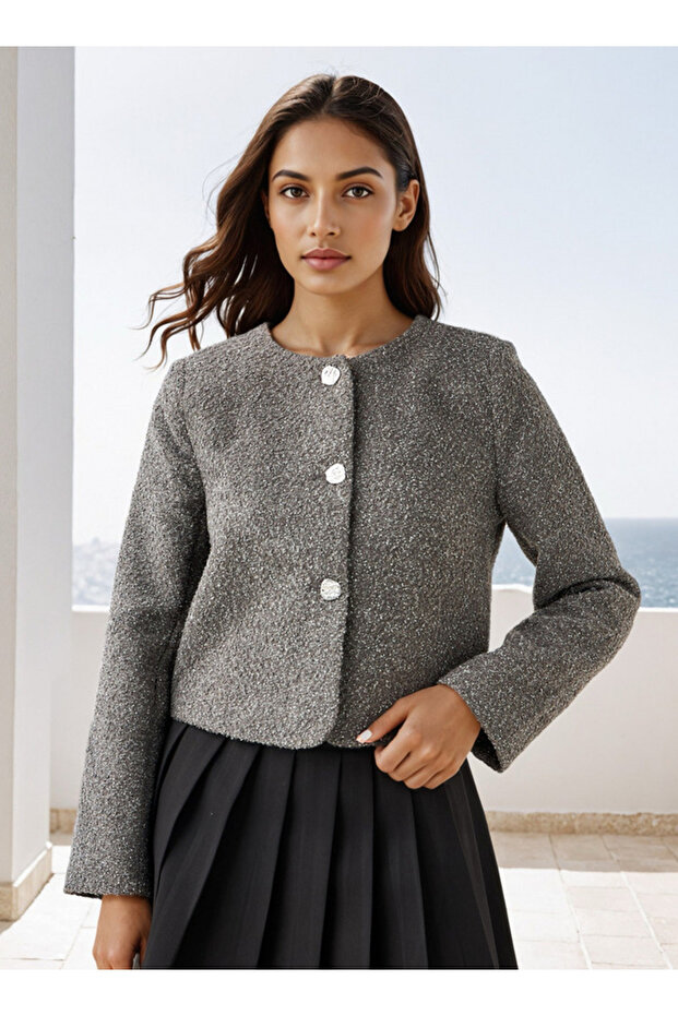 Textured Tweed Jacket - 4
