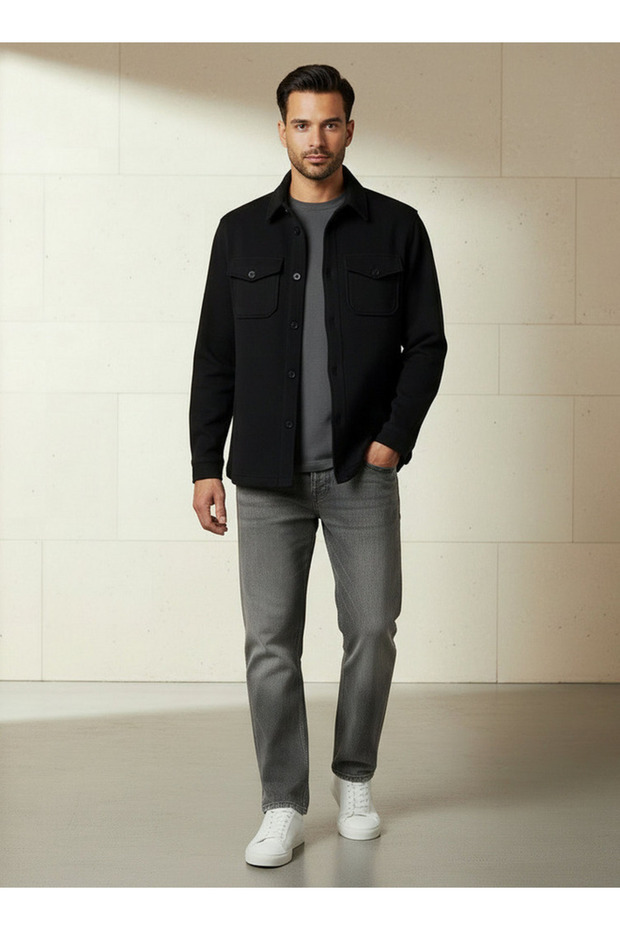 Men Regular Fit Flap Pocket Shacket - 2