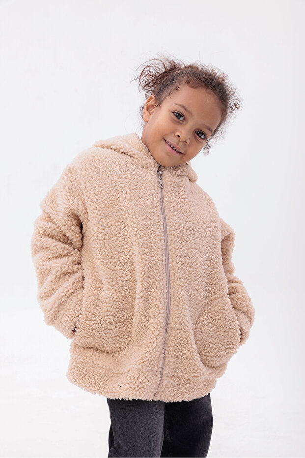 Hooded, Pocketed, Plush Children's Coat Rb-680