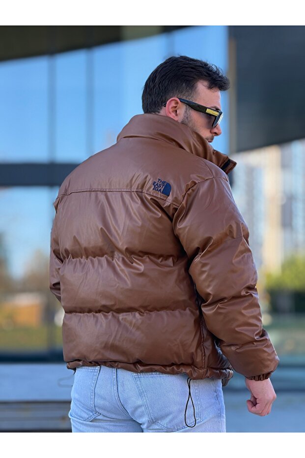 معطف رجالي منفوخ من الجلد - 5