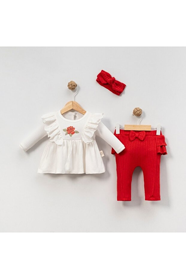 Bebella&Baby Cross-Stitch Detailed Bandana Set