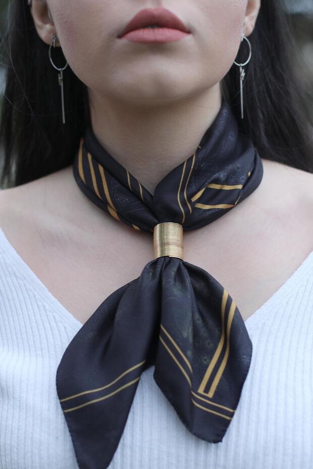 Desenli Fular Altın - 2