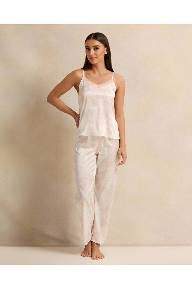 Women Pink Satin Cami Set