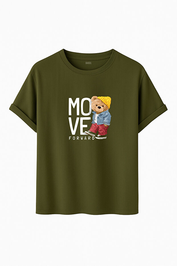 تي شيرت Move Forward Bereli Teddy Bear مطبوع قصة فضفاضة ذو مقاس عادي للجنسين