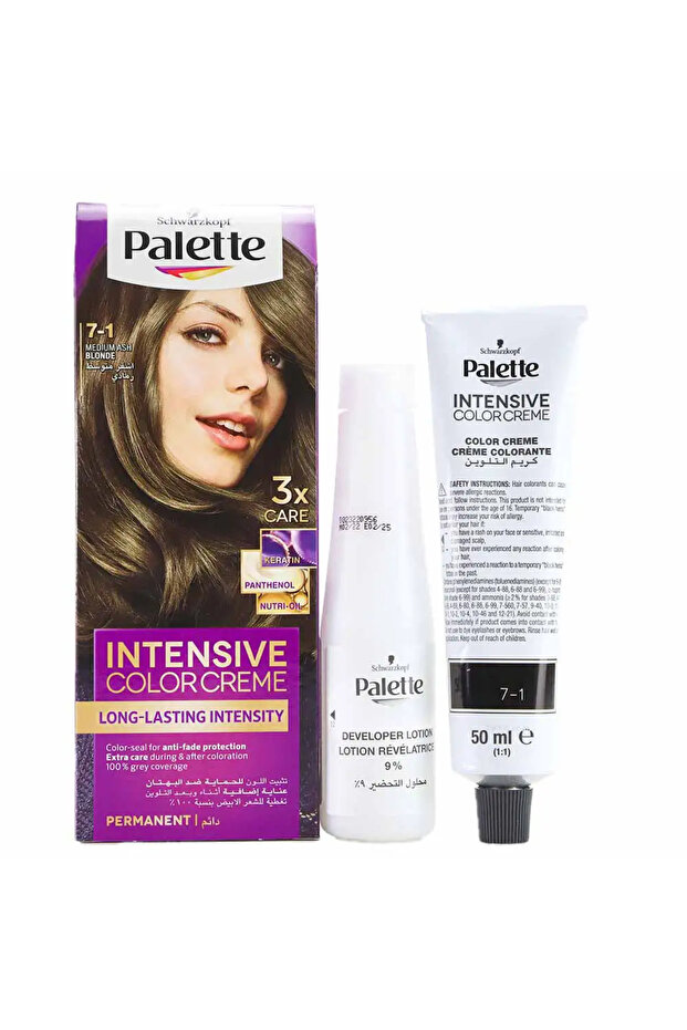 Intensive Color Creme, Permanent Long-Lasting Intensity- 7-1 Medium Ash Blonde