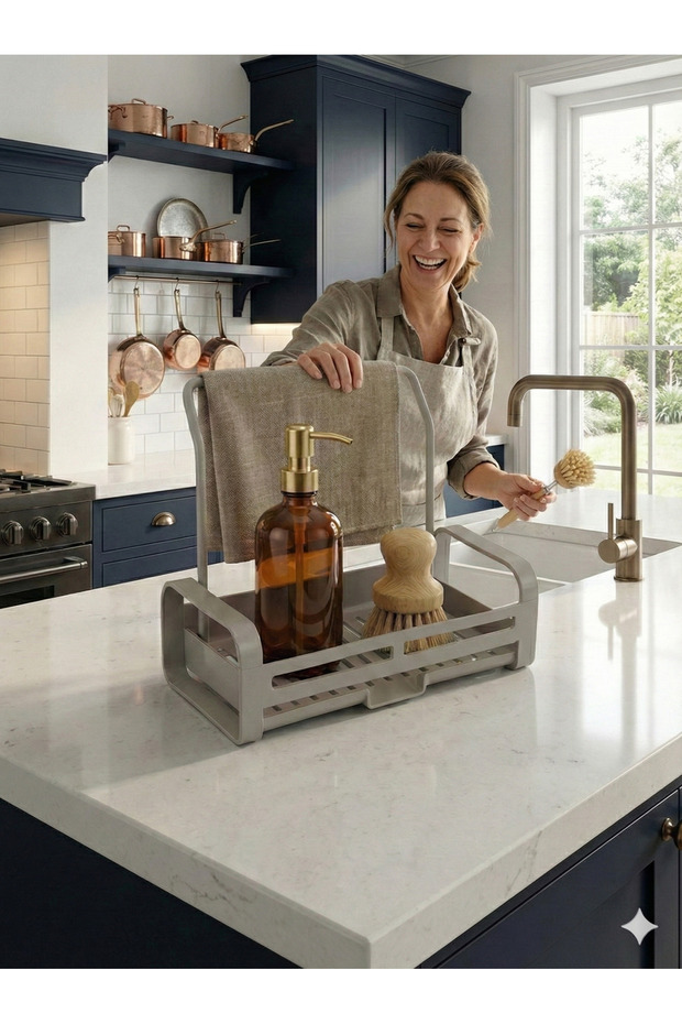 Soap Dish Towel Holder Sink Kitchen Set Hanging Organizer Sponge Holder Dish Rack with Bowl Decorative Coffee