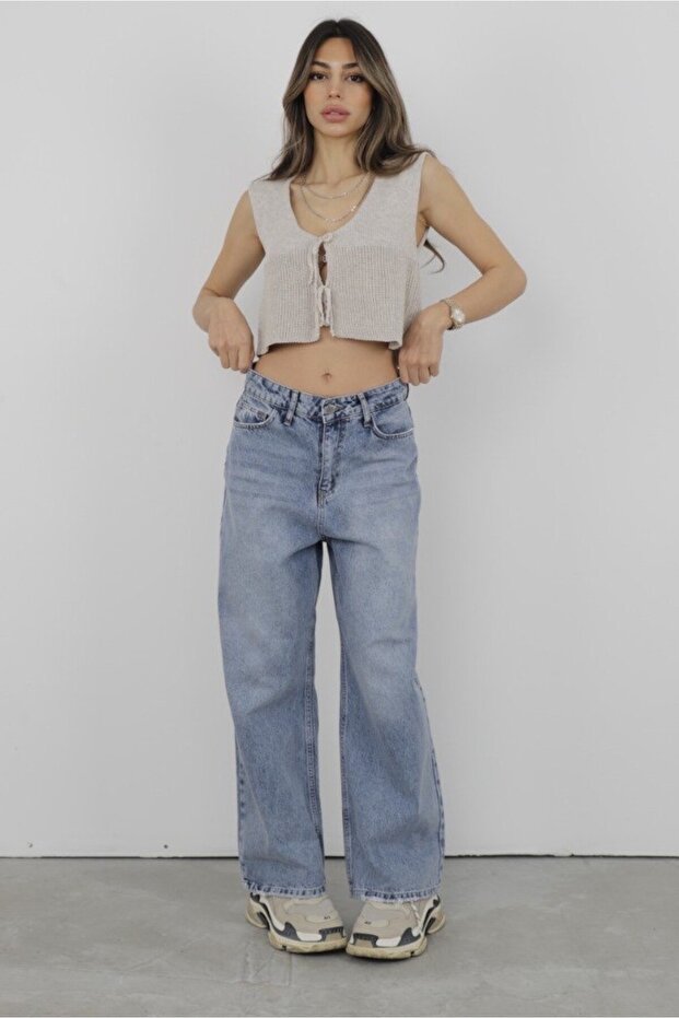 Light Blue Palazzo Jean Pants Cr8001