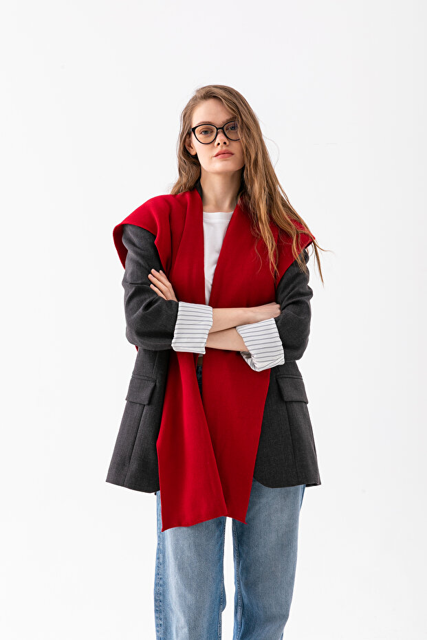 Eșarfă pătrată - roșu - 5