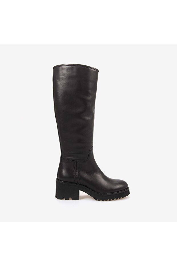 Women's Genuine Leather Black Casual Boots Evs5032