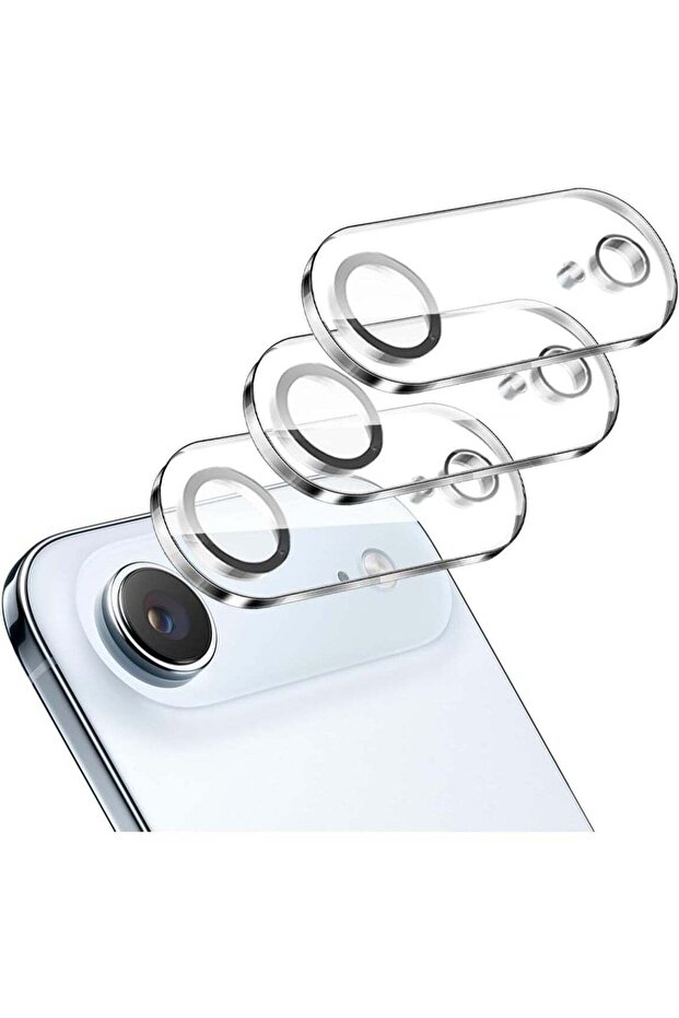ثلاثة ملصقات زجاجية لحماية الكاميرا متوافقة مع عدسة iPhone Air Lens، شفافة/سوداء