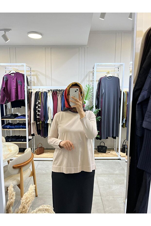 902 Basic Merserize Tunik Bej - 1