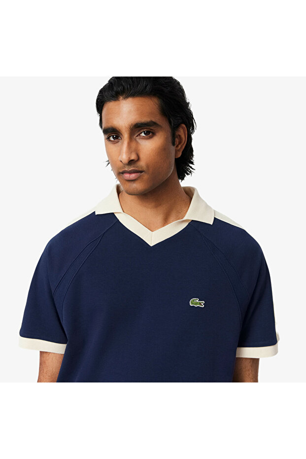 Erkek Classic Fit Organik Pamuk Renk Bloklu Lacivert Polo - 2