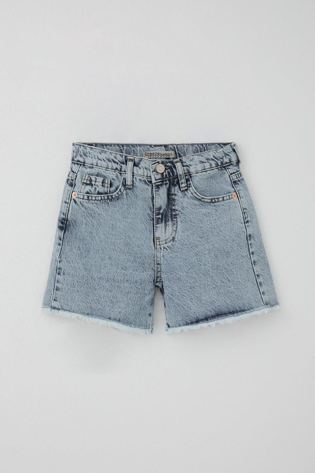 Girl's Shorts Jean Leg Tassel Detail Pocketed 10-14 Years Old, Light Blue
