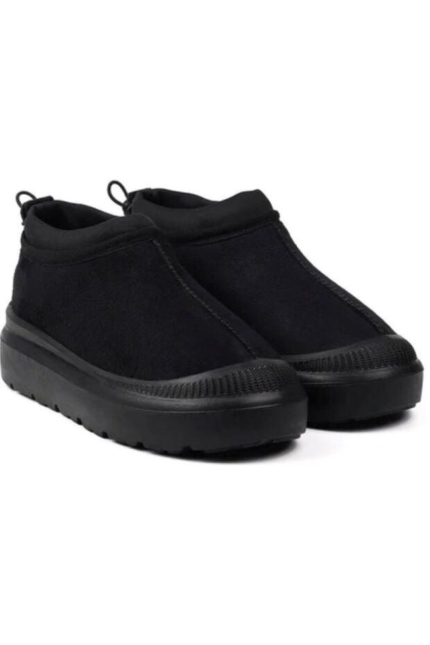 Women's Thick Sole Furry Daily Mini Ankle Boots Black