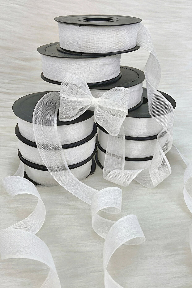 White Linen Nopeli Ribbon 2.5 cm 20 Meters, Bohça Dowry Special Day Gift Decoration Ribbon