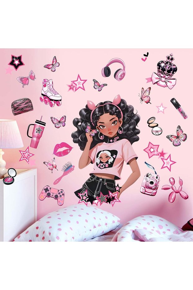Bedroom Wall Stickers for Black Girls - Peel and Stick African American Butterfly Wall Decals