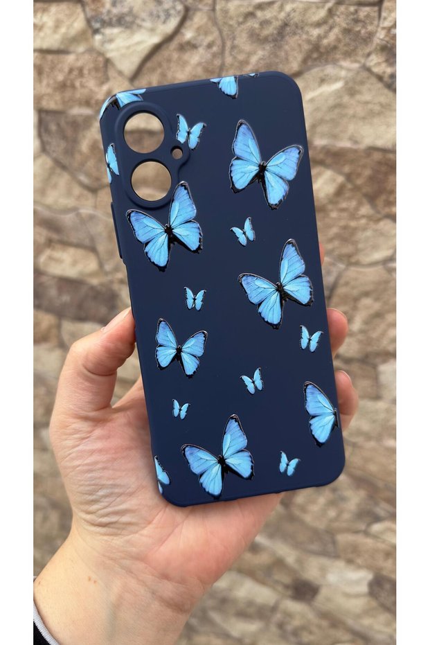 Omix X5 Compatible Blue Butterfly Patterned Silicone Shock-Absorbing Classic Protected Rubber Case 277