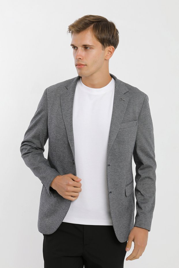 Buttoned Double Pocket Flap Slit Cotton Lycra Men's Jacket
