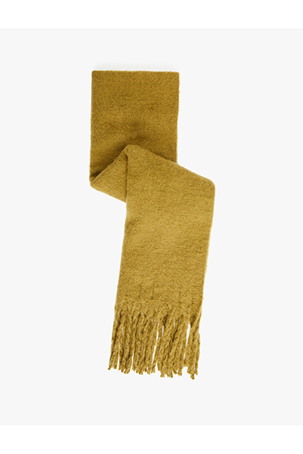 Soft Textured Tasseled Long Scarf - X Sima Tarkan