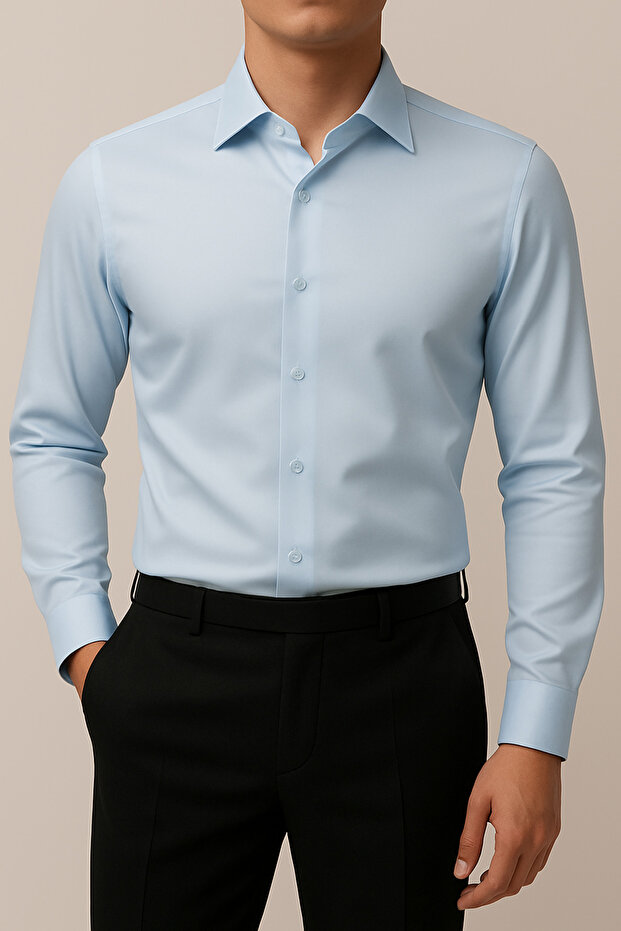 Long Sleeve Slim Fit Button-Down Collar Oxford Cotton Easy-Iron Shirt