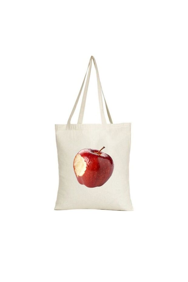 حقيبة قماشية بتصميم Apple Bitten – حقيبة كتف حديثة وبسيطة مطبوع
