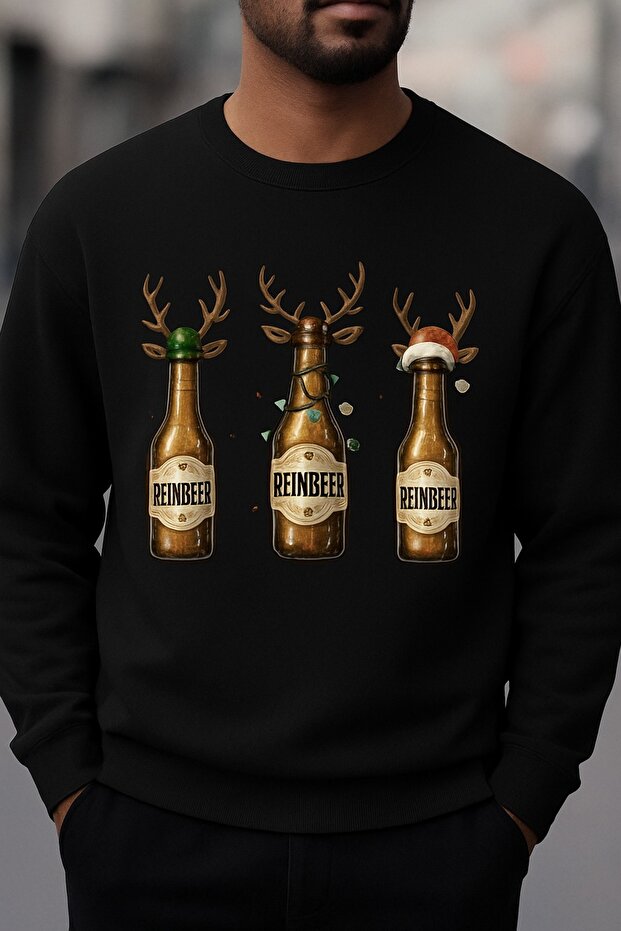 Merry Christmas Reindeer Printed Bicycle Hoodie Sweatshirt