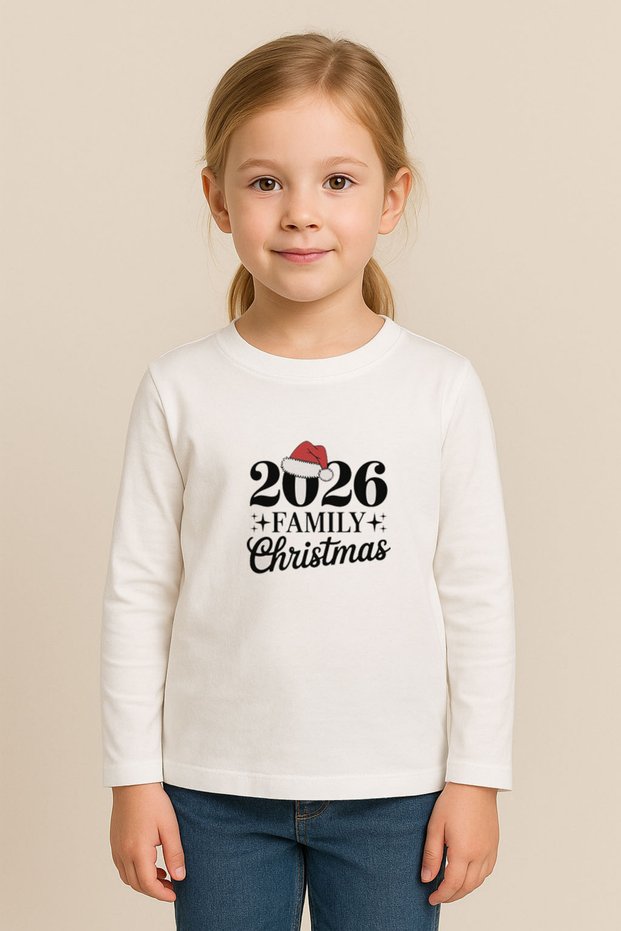 New Year New Year's Eve Santa Claus Christmas Printed Crew Neck Children's Long Sleeve T-Shirt Blouse