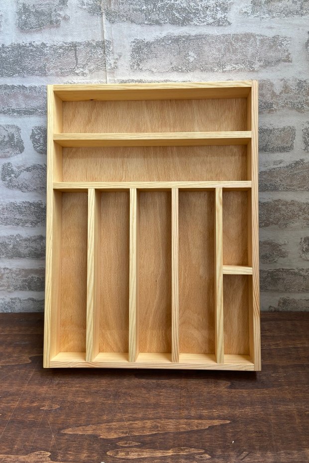 30X40 cm Wooden Cutlery Holder Inside Drawer Dinnerware and Serving Utensils Organizer